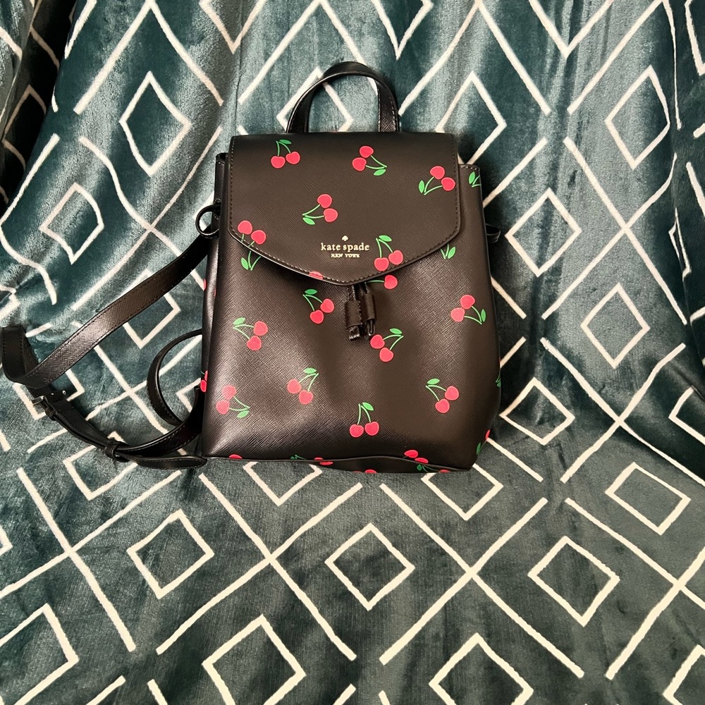 Kate Spade Black and Red Floral Backpack